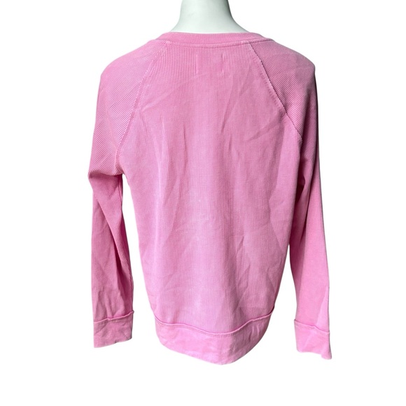 Sunnyside by SUNDRY Pink Stonewashed Waffle Knit Pullover Top, Sz Lg - Picture 2 of 14